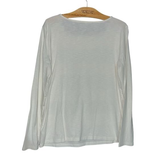 Talbots Women's Elegant White Eyelet Stripe Long Sleeve Top Size Medium - Picture 8 of 8